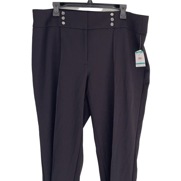 Kasper Black Dress Pants Womens Button Detail Stretch Seam Ankle Crop PLUS 16&18 - Picture 6 of 12